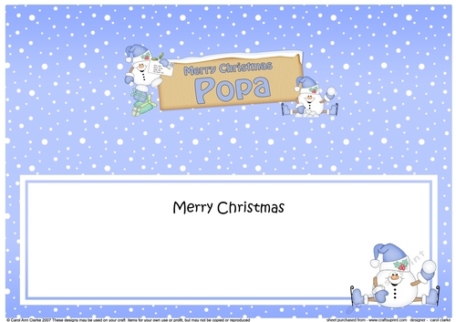 large DL Merry Christmas POPA with Snowball Sam insert