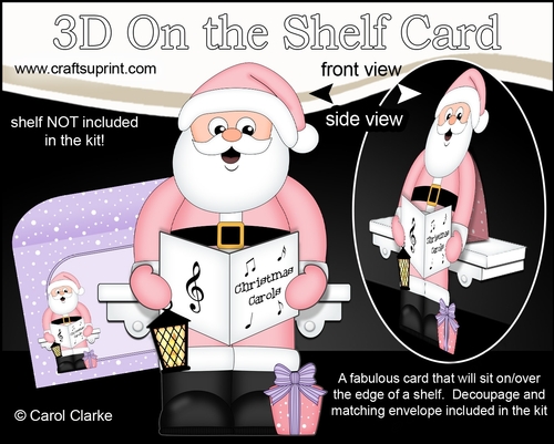 3D Christmas On the Shelf Card Kit - Santa is Carol Singing