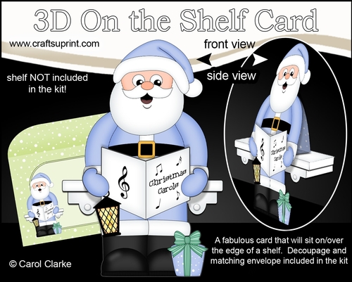 3D Christmas On the Shelf Card Kit - Santa is Carol Singing