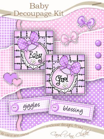 New Baby Girl Kit with 3D Decoupage
