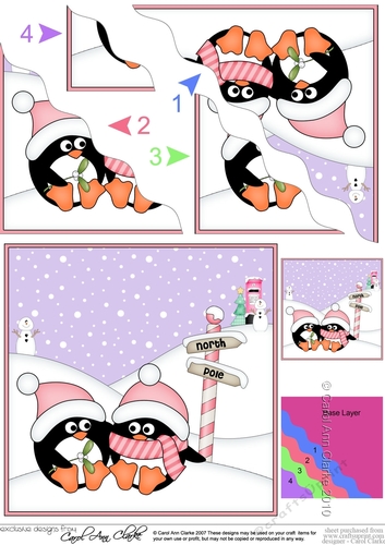 Christmas Pip Penguin is at the North Pole Wavy Corner side stacker Topper