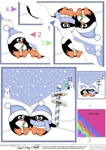 Christmas Pip Penguin is at the North Pole Wavy Corner side stacker Topper