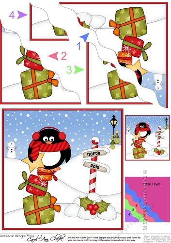 Christmas Pip Penguin is at the North Pole Wavy Corner side stacker Topper