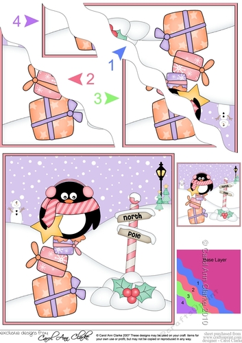 Christmas Pip Penguin is at the North Pole Wavy Corner side stacker Topper