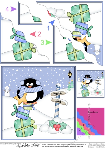 Christmas Pip Penguin is at the North Pole Wavy Corner side stacker Topper