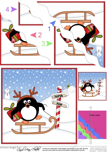Christmas Pip Penguin is at the North Pole Wavy Corner side stacker Topper