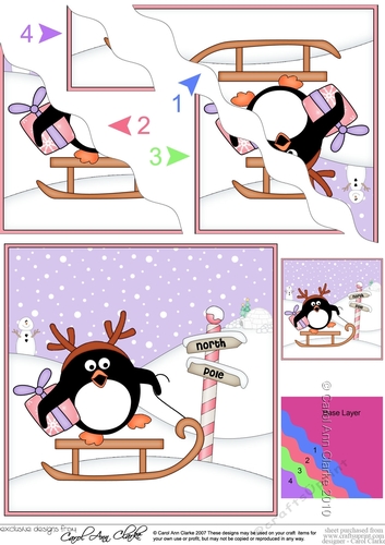 Christmas Pip Penguin is at the North Pole Wavy Corner side stacker Topper