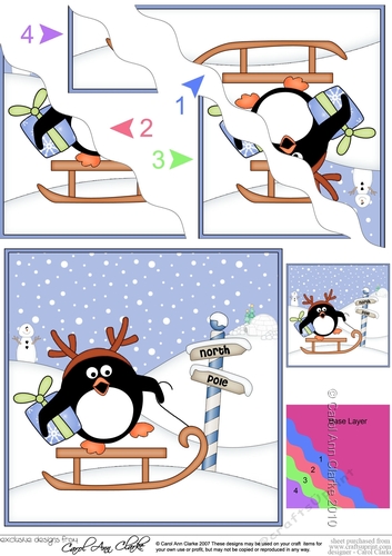 Christmas Pip Penguin is at the North Pole Wavy Corner side stacker Topper