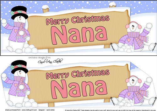 large DL Merry Christmas NANA with Snowman 3D decoupage