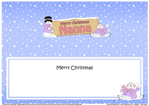 large DL Merry Christmas NANNA with Snowman insert