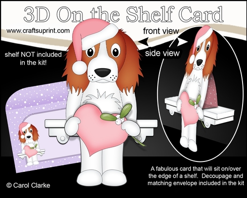 3D Christmas On the Shelf Card Kit  - Christmas Springer Spaniel Dog is in Love