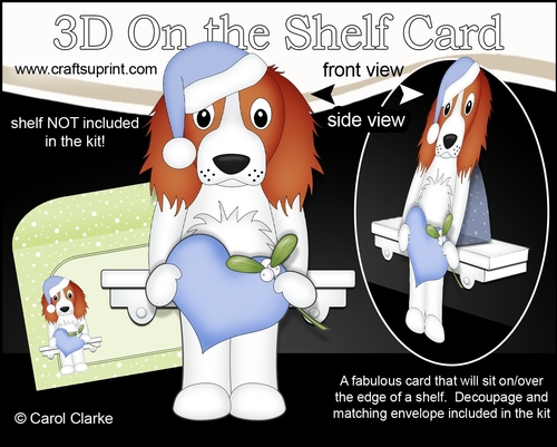 3D Christmas On the Shelf Card Kit  - Christmas Springer Spaniel Dog is in Love