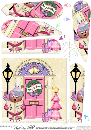 Robin at the Christmas Door Fan Pyramage Topper