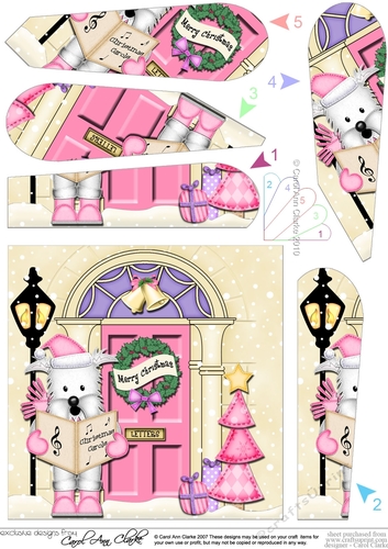 Westie Dog at the Christmas Door Fan Pyramage Topper