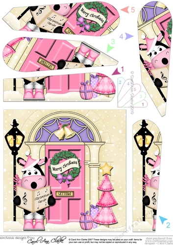 Milly Moo Cow at the Christmas Door Fan Pyramage Topper