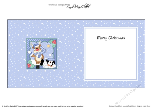 Christmas Rudolph is having a Snowball Fight insert square landscape