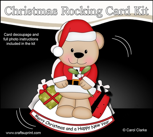 3D Shaped Rocking Christmas Card Mini Kit  - Livvy Bear has Presents & Mistletoe