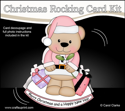 3D Shaped Rocking Christmas Card Mini Kit  - Livvy Bear has Presents & Mistletoe