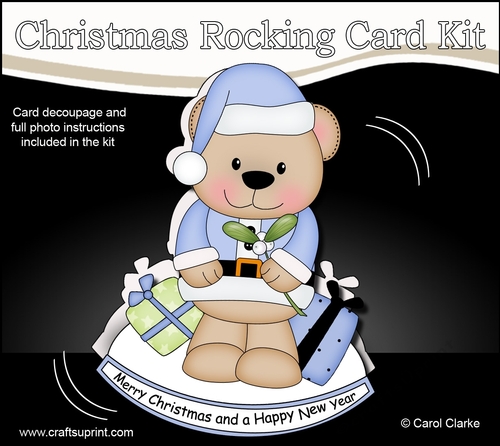 3D Shaped Rocking Christmas Card Mini Kit  - Livvy Bear has Presents & Mistletoe