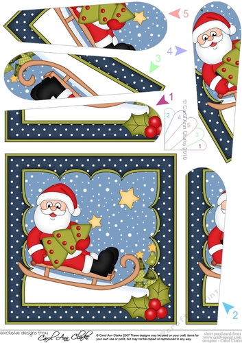 Christmas Santa has an Xmas tree Fan Pyramage Topper