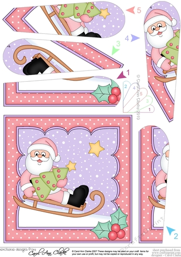 Christmas Santa has an Xmas tree Fan Pyramage Topper