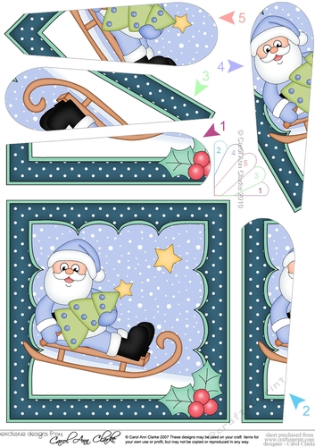 Christmas Santa has an Xmas tree Fan Pyramage Topper