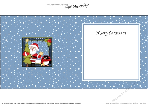 Christmas Santa & Pip Penguin bring home the Xmas tree matching insert square landscape