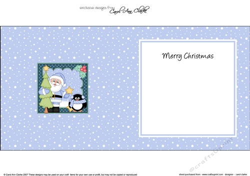 Christmas Santa & Pip Penguin bring home the Xmas tree matching insert square landscape