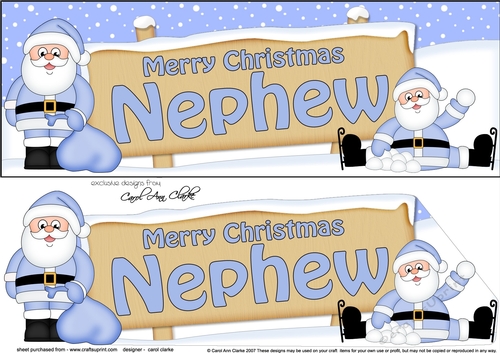 large DL Merry Christmas NEPHEW with Santa 3D decoupage