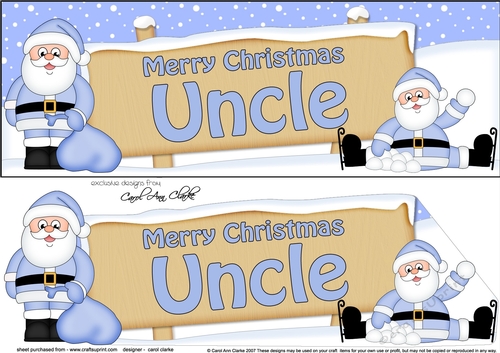 large DL Merry Christmas UNCLE with Santa 3D decoupage