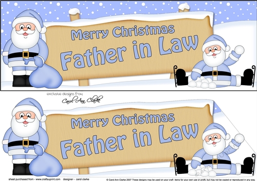 large DL Merry Christmas FATHER IN LAW with Santa 3D decoupage
