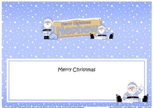 large DL Merry Christmas NEPHEW with Santa insert