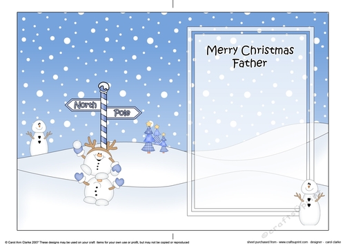 5 x 7 matching insert -  Merry Christmas FATHER with Snowball Sam