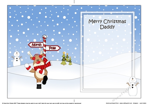 5 x 7 matching insert -  Merry Christmas DADDY with Rudolph