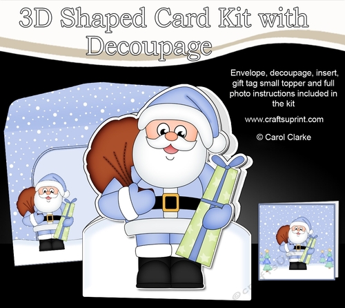 3D Shaped Christmas Card Kit  -  Santa has a sack full of Presents