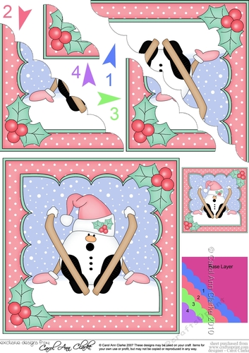 Christmas Oops Snowball Sam is Skiing Scallop Corner Topper