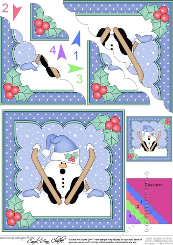 Christmas Oops Snowball Sam is Skiing Scallop Corner Topper