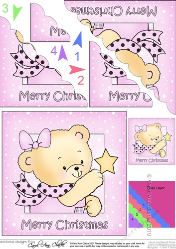Cute Hunney Bear Rosie - Rosie has a Christmas Star Scallop Corner Side Stacker Topper