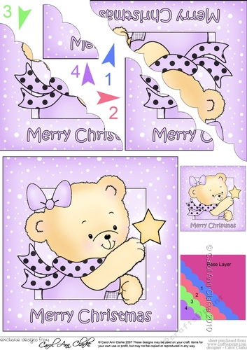 Cute Hunney Bear Rosie - Rosie has a Christmas Star Scallop Corner Side Stacker Topper