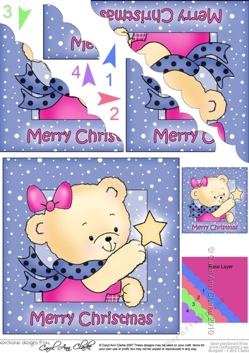 Cute Hunney Bear Rosie - Rosie has a Christmas Star Scallop Corner Side Stacker Topper