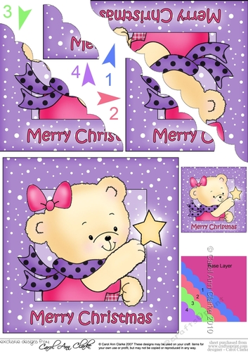 Cute Hunney Bear Rosie - Rosie has a Christmas Star Scallop Corner Side Stacker Topper