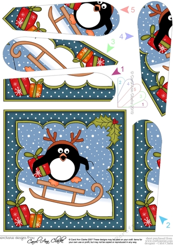 Christmas Pip Penguin is Sledging Fan Pyramage Topper
