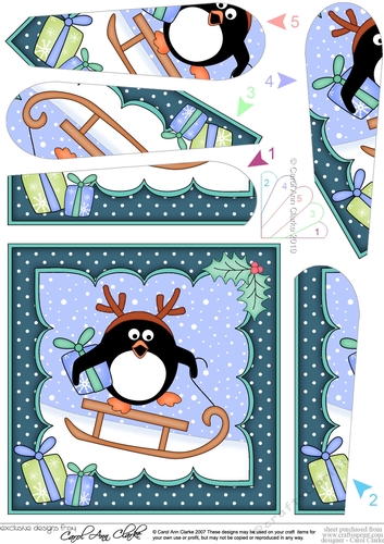 Christmas Pip Penguin is Sledging Fan Pyramage Topper