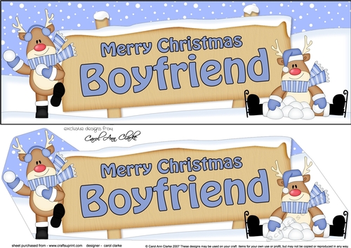 large DL Merry Christmas BOYFRIEND with Rudolph 3D decoupage