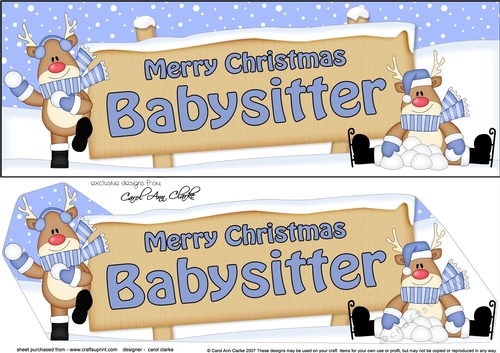 large DL Merry Christmas BABYSITTER with Rudolph 3D decoupage