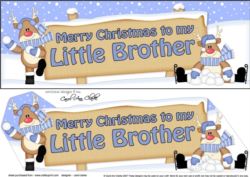 large DL Merry Christmas LITTLE BROTHER with Rudolph 3D decoupage