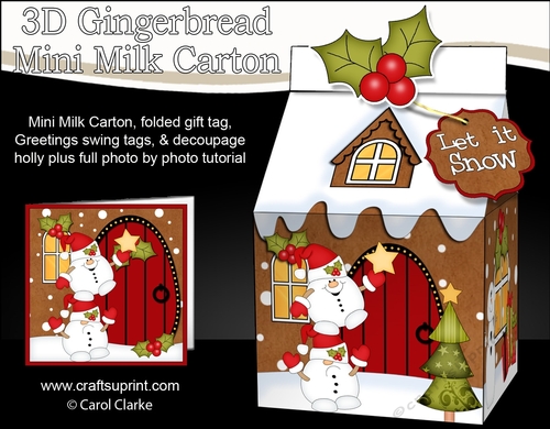 3D Christmas Milk Carton Gingerbread House Treat Box Mini Kit -  Snowball Sam has an Xmas Star 