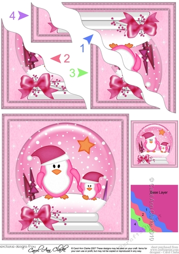 Cute Christmas Penguins Snowglobe Wavy Corner side stacker Topper