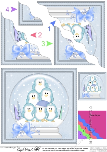 Cute Christmas Penguins Snowglobe Wavy Corner side stacker Topper