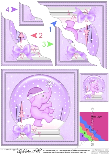 Cute Christmas Elephant Snowglobe Wavy Corner side stacker Topper